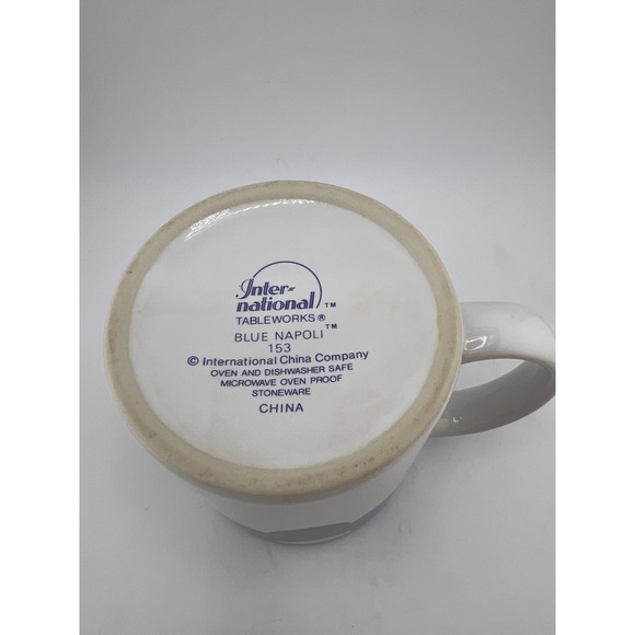 International Tablework Blue Napoli Stoneware Cup 153‎ Blue Yellow Flower - Picture 4 of 7